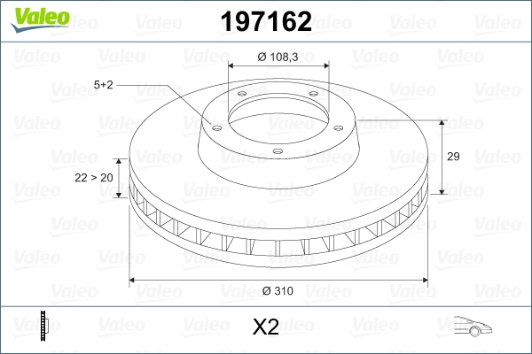 Disque de frein VALEO 197162