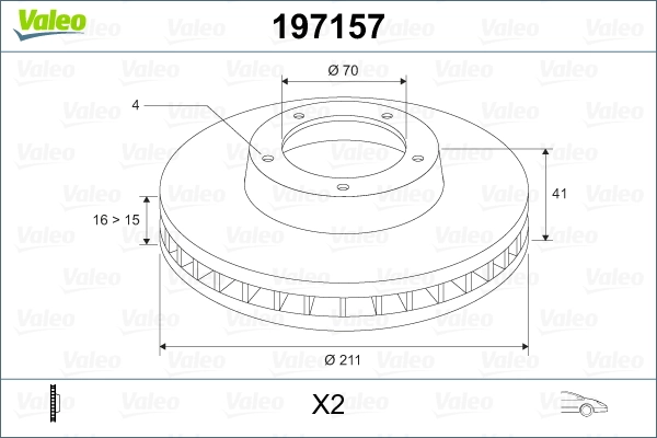 Disque de frein VALEO 197157