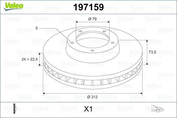 Disque de frein VALEO 197159