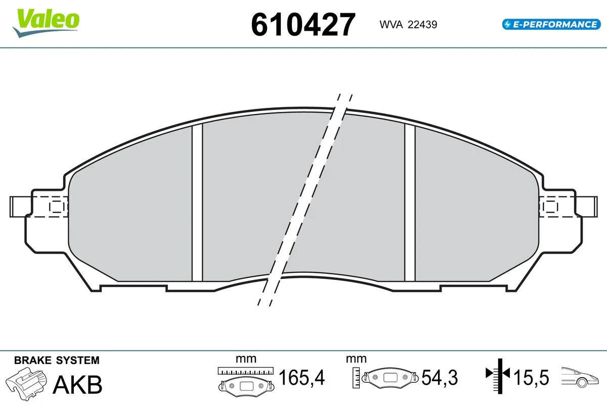 Kit de plaquettes de frein, frein à disque VALEO 610427