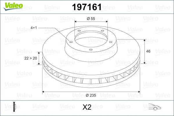 Disque de frein VALEO 197161