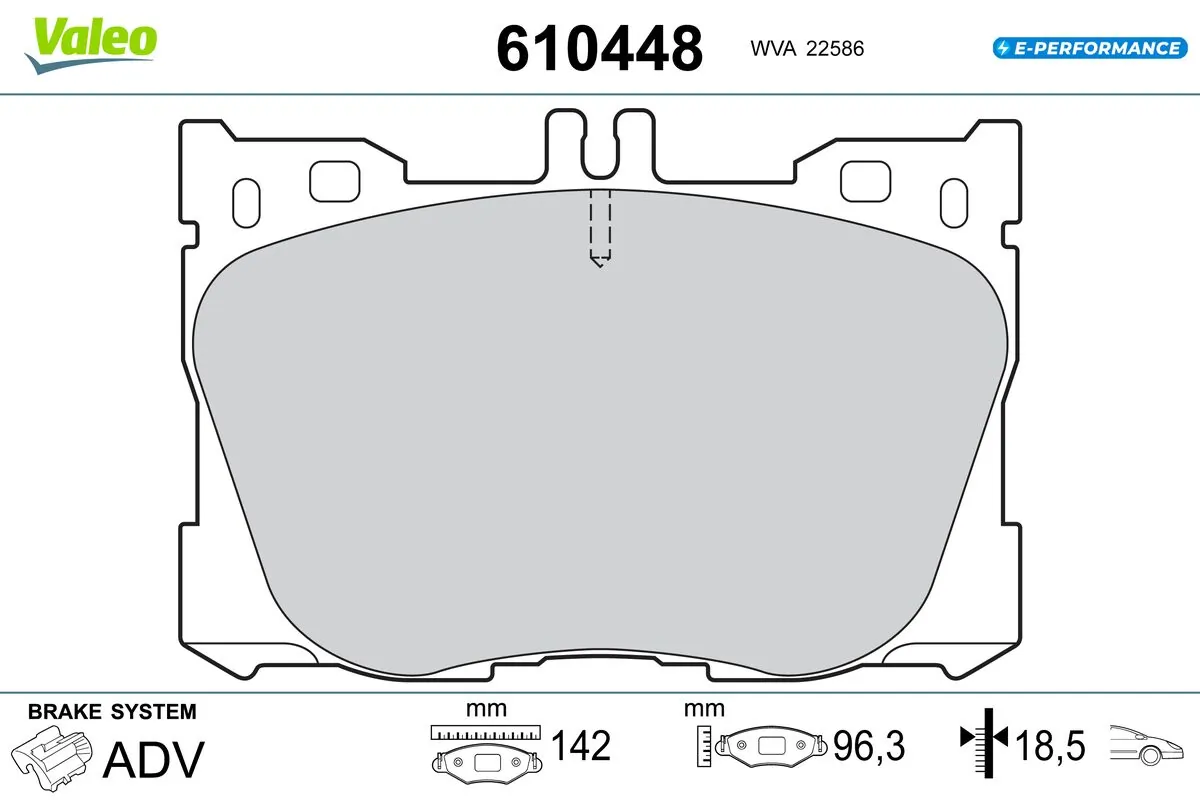 Kit de plaquettes de frein, frein à disque VALEO 610448