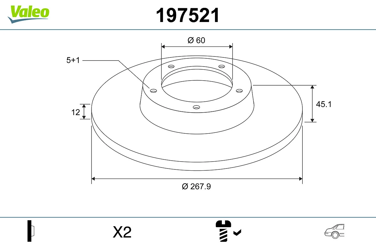 Disque de frein VALEO 197521