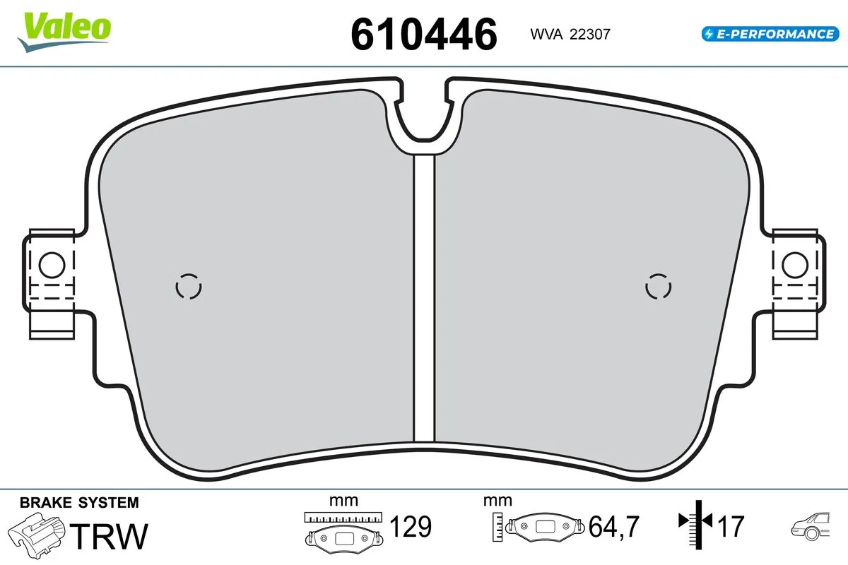 Kit de plaquettes de frein, frein à disque VALEO 610446