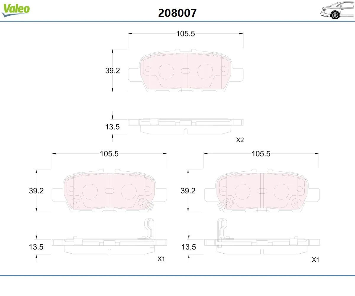 Kit de plaquettes de frein, frein à disque VALEO 208007