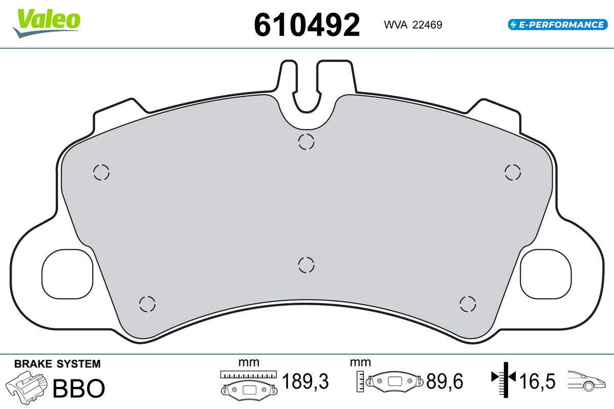 Kit de plaquettes de frein, frein à disque VALEO 610492