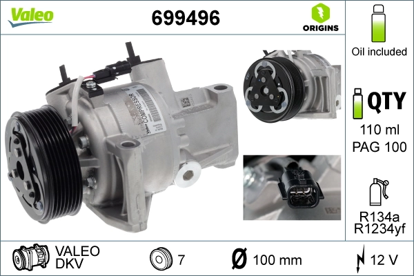 Compresseur, climatisation VALEO 699496