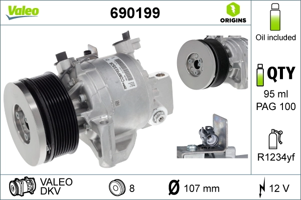 Compresseur, climatisation VALEO 690199