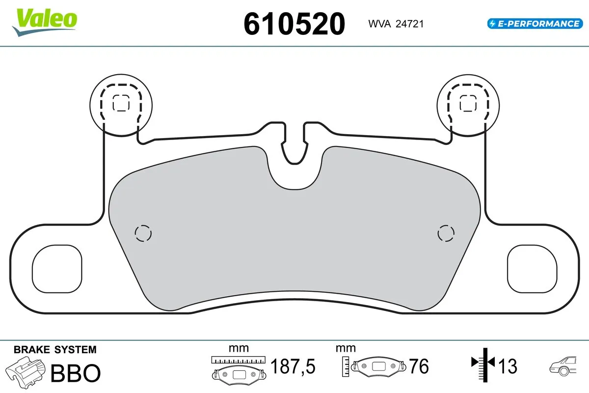 Kit de plaquettes de frein, frein à disque VALEO 610520