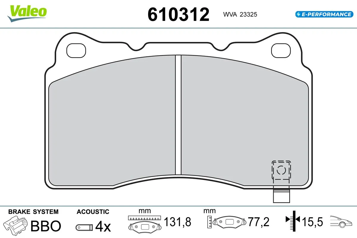 Kit de plaquettes de frein, frein à disque VALEO 610312