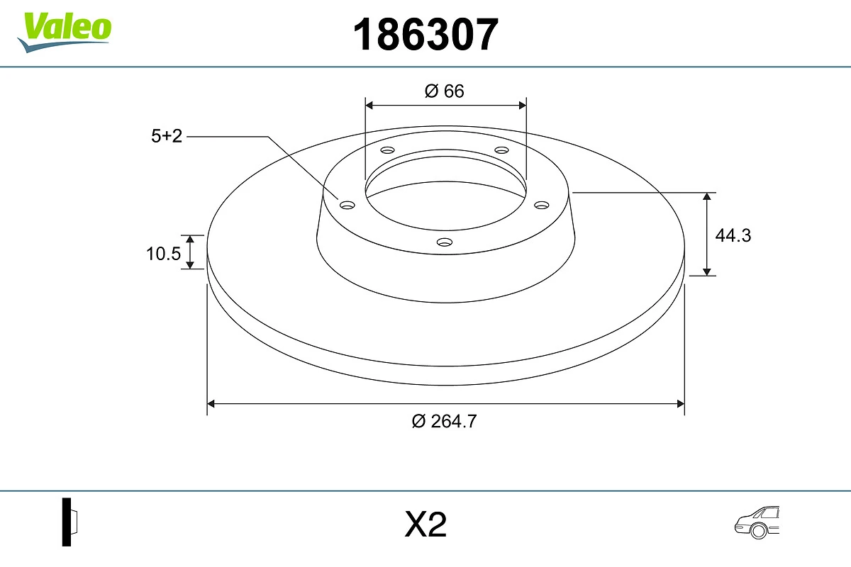 Disque de frein VALEO 186307