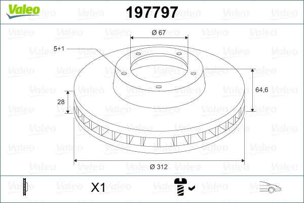 Disque de frein VALEO 197797