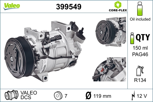 Compresseur, climatisation VALEO 399549