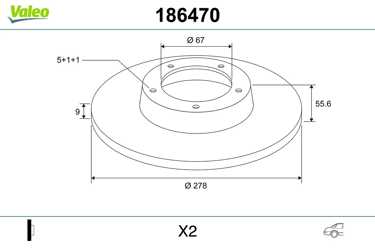 Disque de frein VALEO 186470