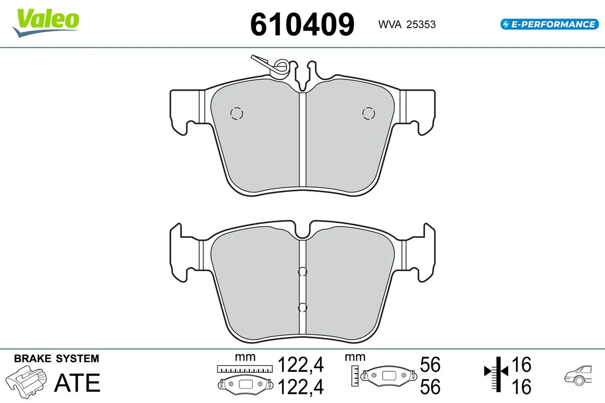 Kit de plaquettes de frein, frein à disque VALEO 610409