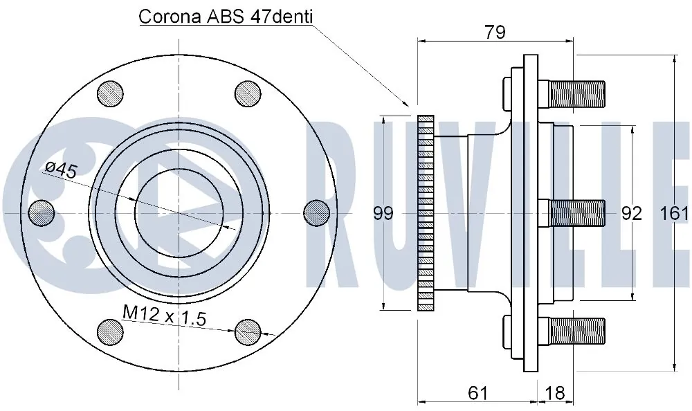 Kit de roulements de roue RUVILLE 221856