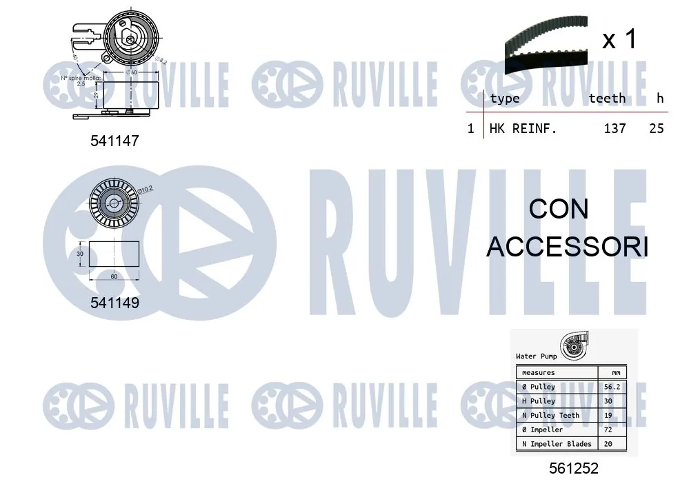 Комплект ременя ГРМ з помпою RUVILLE (5500581)