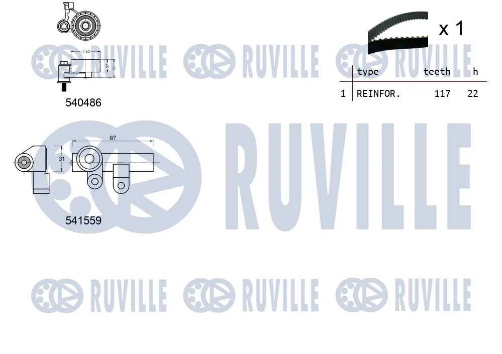 Kit de courroie crantée RUVILLE 550030