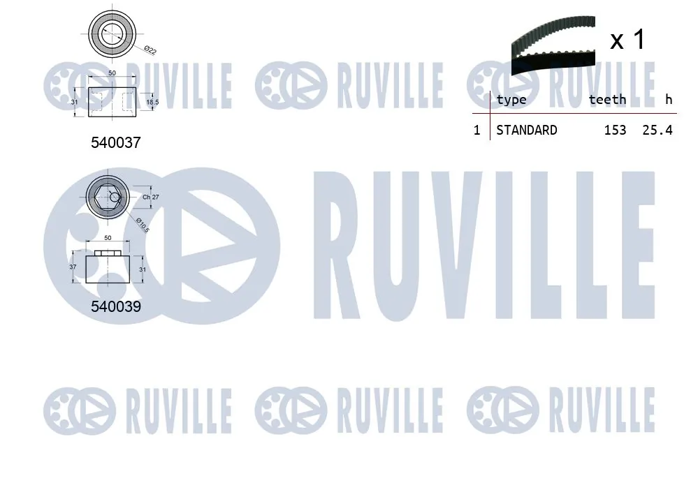 Kit de courroie crantée RUVILLE 550170