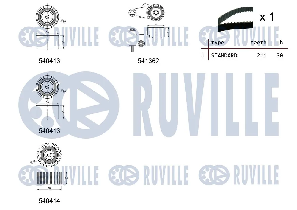 Kit de courroie crantée RUVILLE 550196