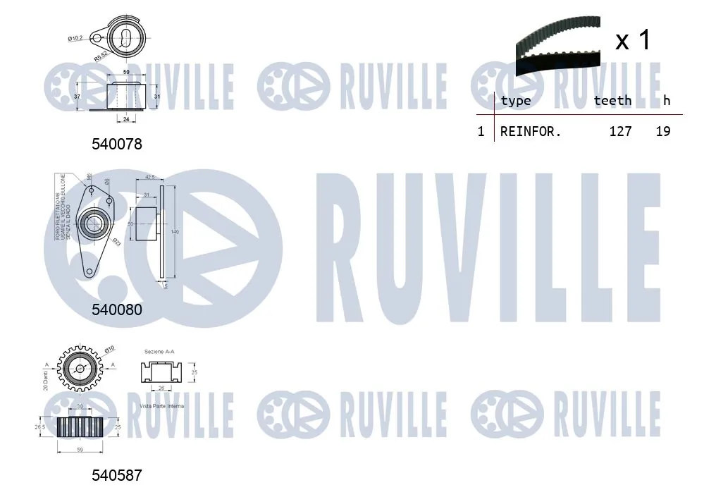 Kit de courroie crantée RUVILLE 550249