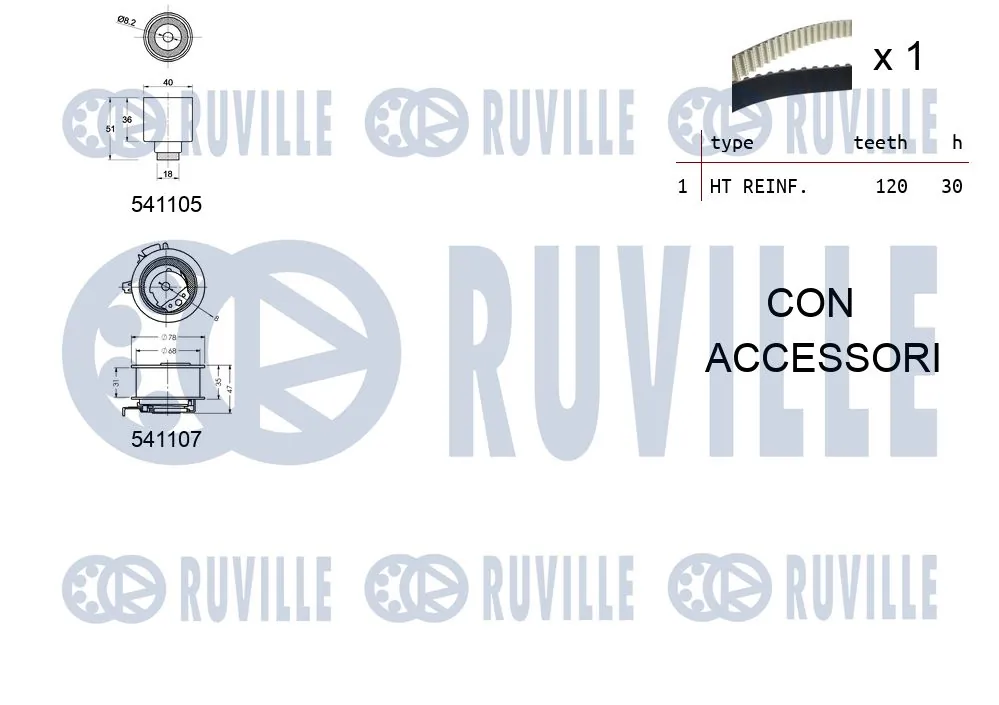 Kit de courroie crantée RUVILLE 550061