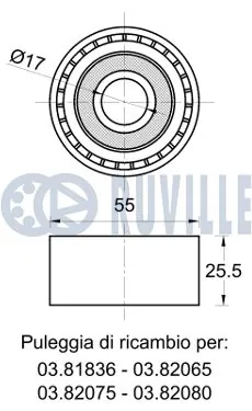Poulie renvoi/transmission, courroie trapézoïdale à nervures RUVILLE 542538