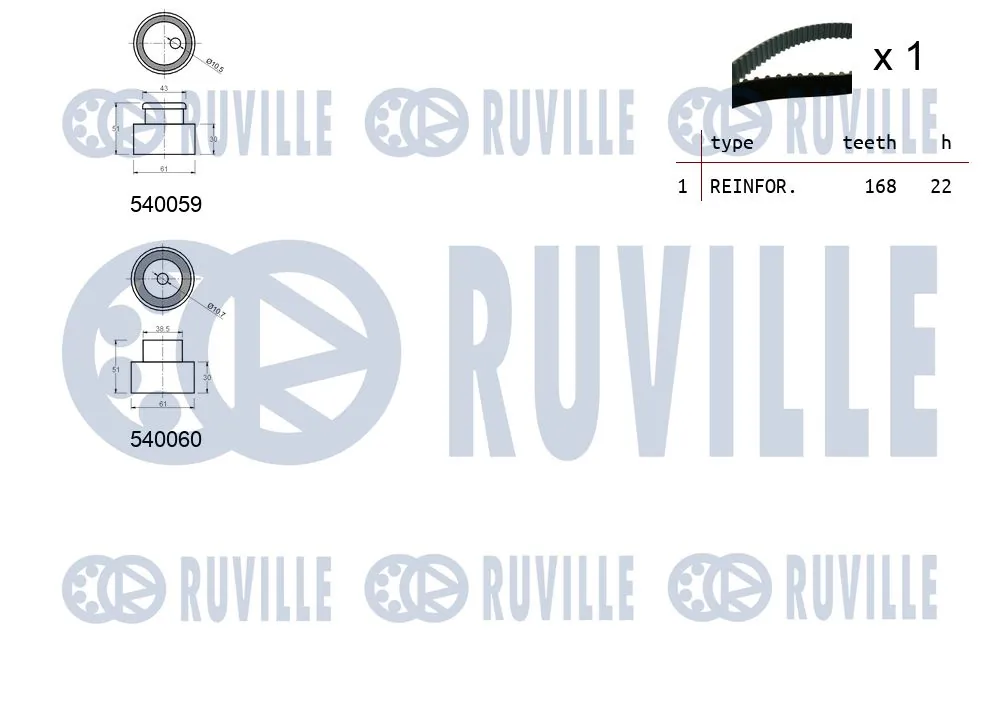 Kit de courroie crantée RUVILLE 550003