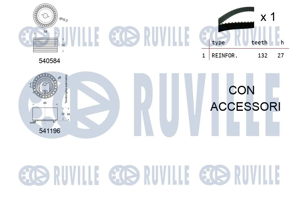 Kit de courroie crantée RUVILLE 550109