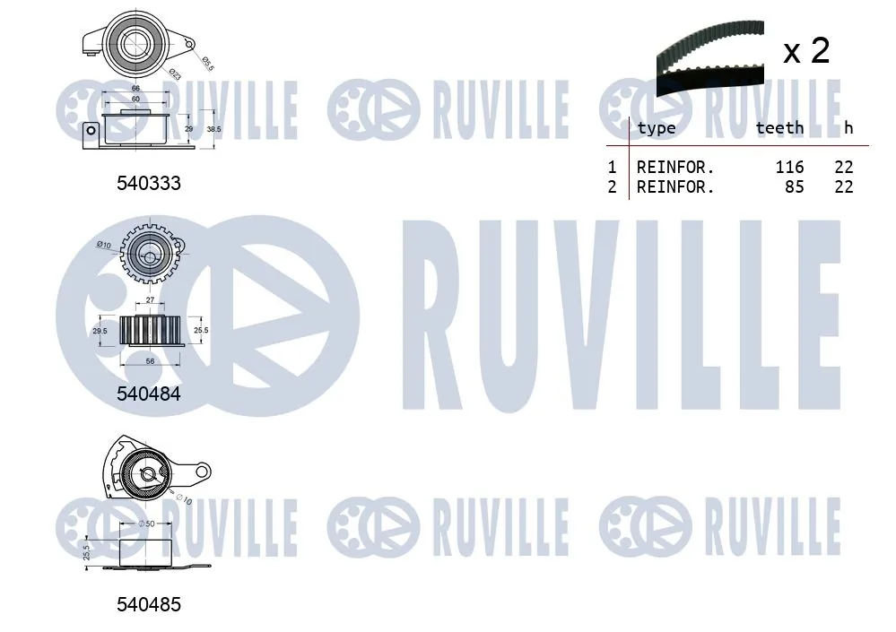 Kit de courroie crantée RUVILLE 550014