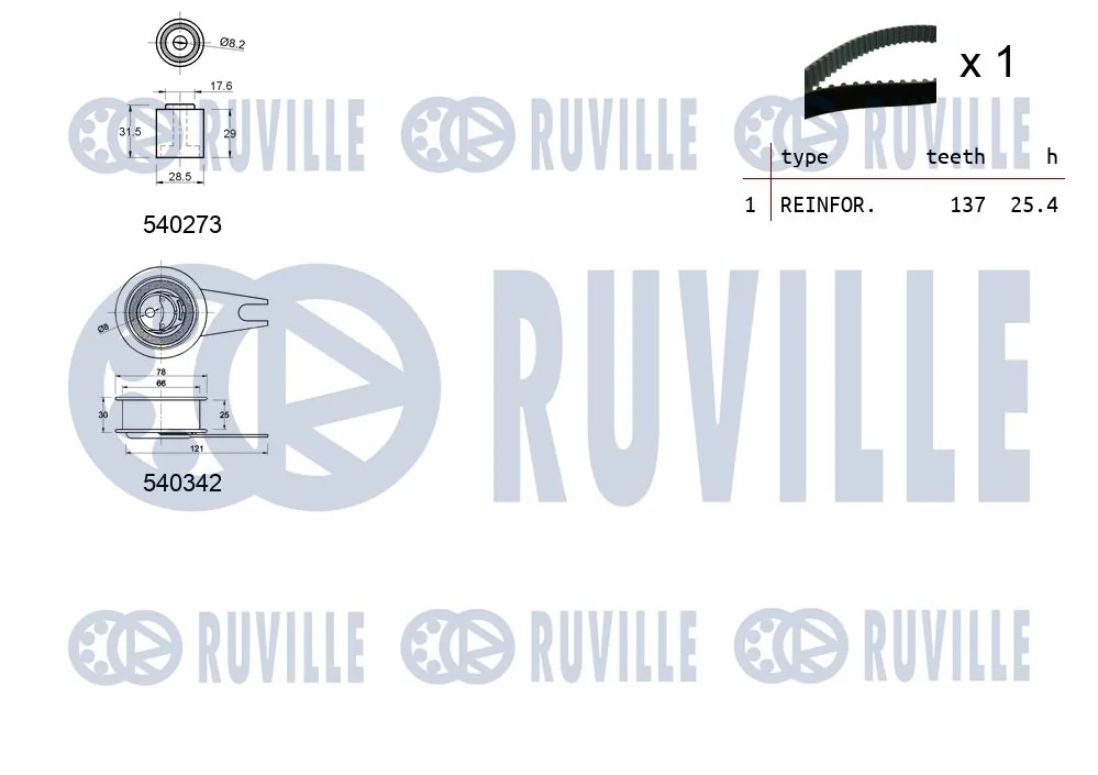 Kit de courroie crantée RUVILLE 550234