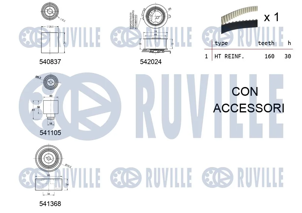 Kit de courroie crantée RUVILLE 550305