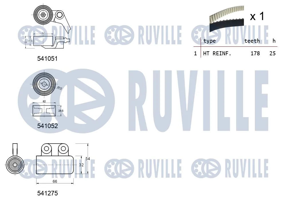Kit de courroie crantée RUVILLE 550157