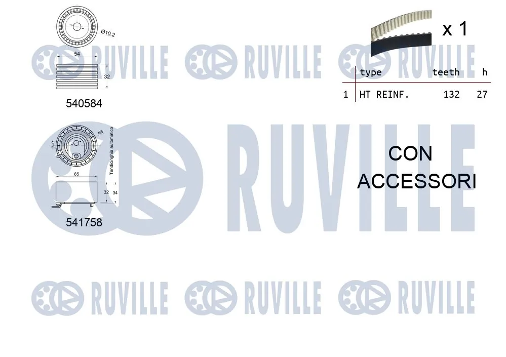 Kit de courroie crantée RUVILLE 550298