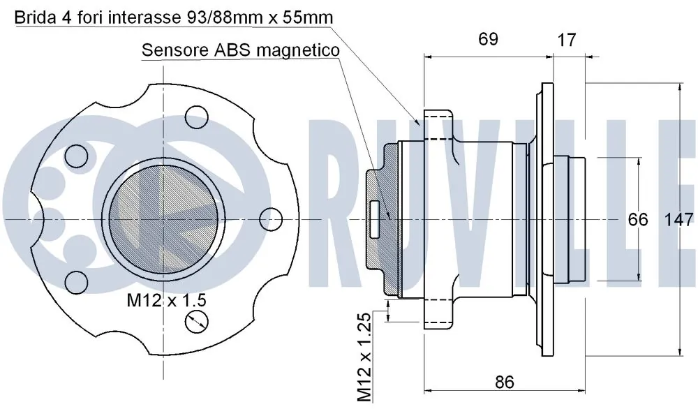 Kit de roulements de roue RUVILLE 221844