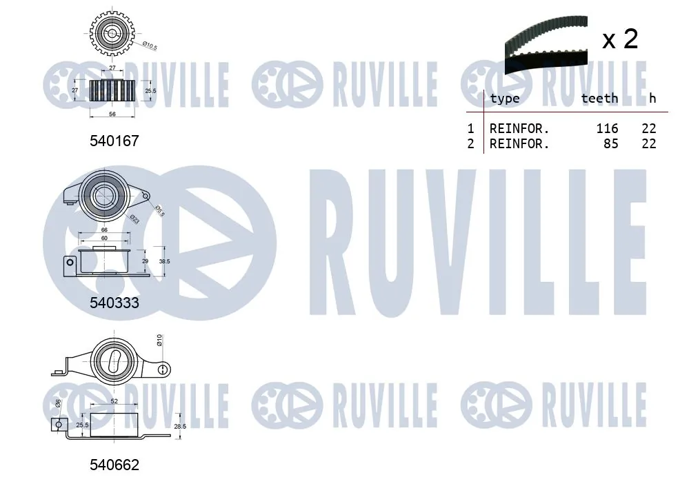 Kit de courroie crantée RUVILLE 550011