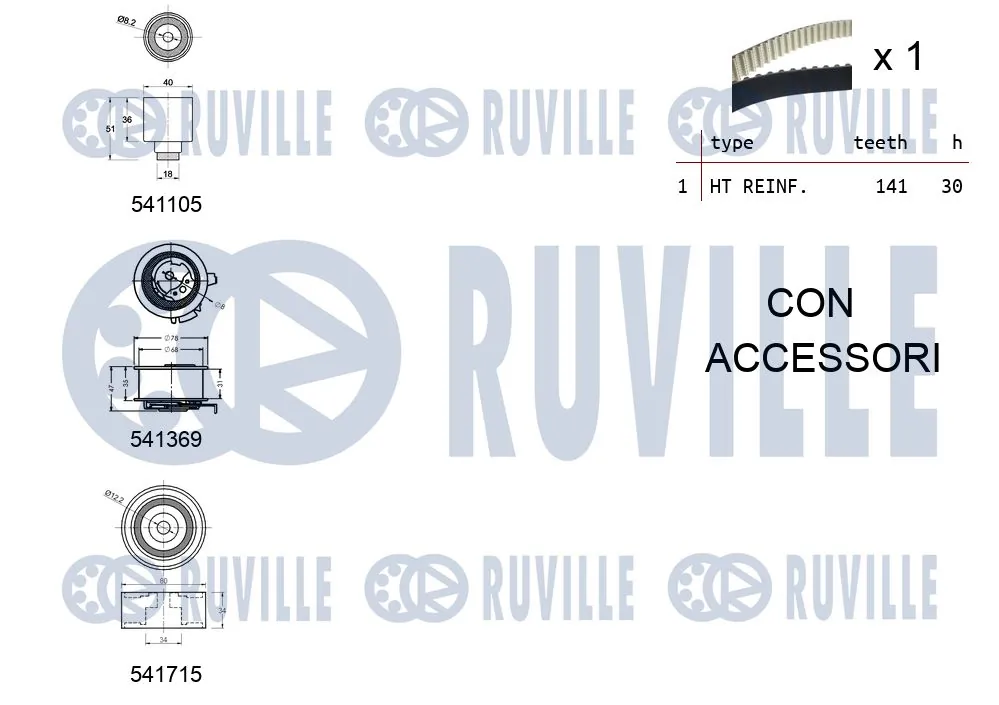 Kit de courroie crantée RUVILLE 550299