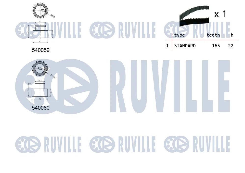 Kit de courroie crantée RUVILLE 550210