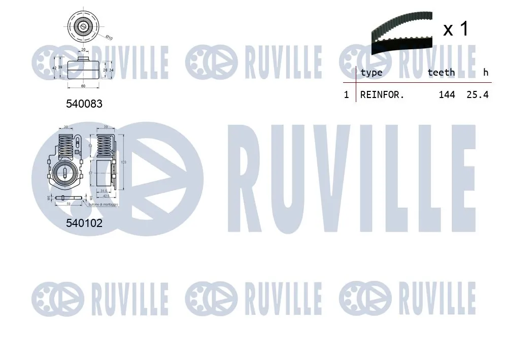 Kit de courroie crantée RUVILLE 550239