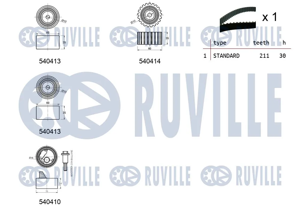 Kit de courroie crantée RUVILLE 550195