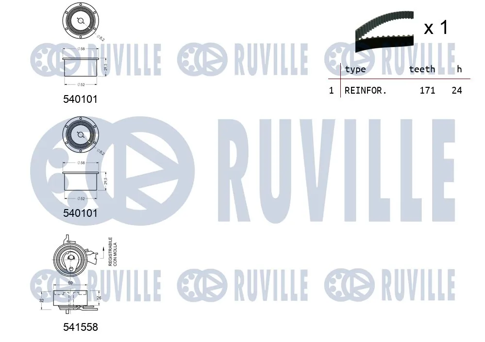 Kit de courroie crantée RUVILLE 550311
