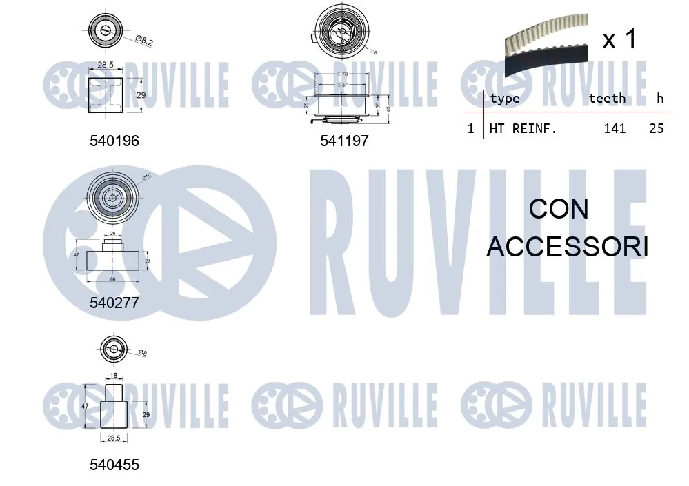 Kit de courroie crantée RUVILLE 550059