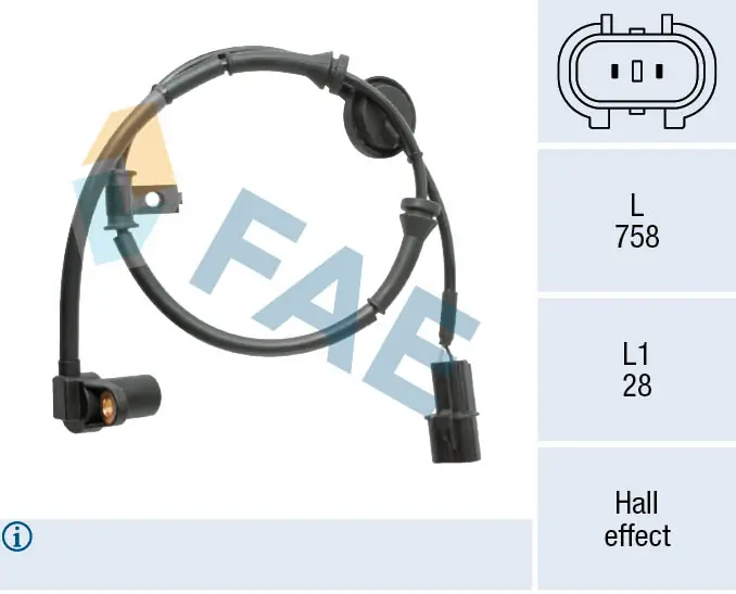 Capteur, vitesse de roue FAE 78576