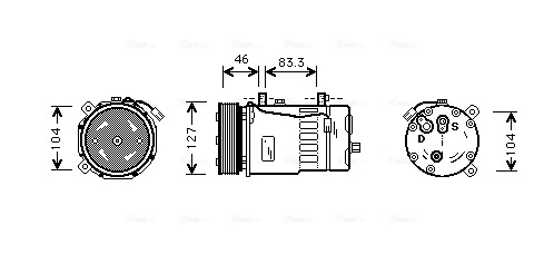 AVA COOLING VNAK050 — Компресор кондиціонера VW T4 (вир-во AVA)