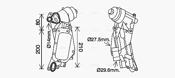 AVA COOLING OL3684H — Радіатор масляний OPEL Zafira 1.8 05- в сборі (вир-во AVA)