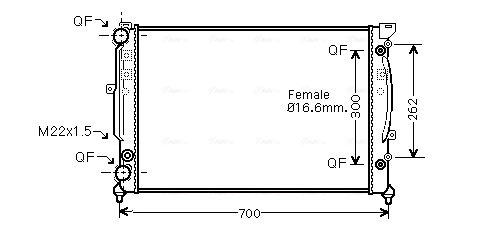 AVA COOLING AIA2122 — Радіатор охолодження двигуна A4/A6/PASSAT5+6 AT 95- (Ava)