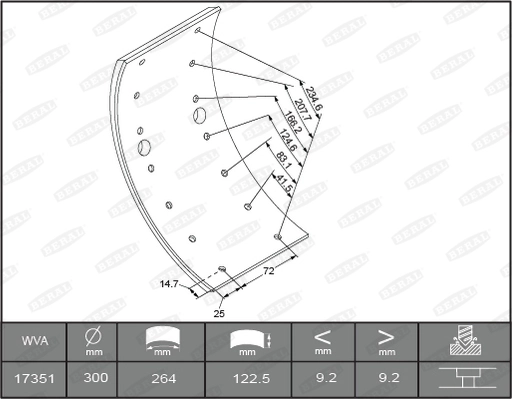 Комплект гальмівних колодок барабанного гальма BERAL (KBL17351.0-1561)