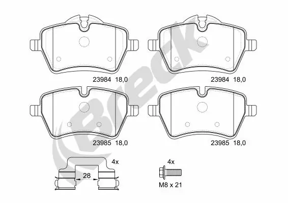 Kit de plaquettes de frein, frein à disque BRECK 23984 00 701 00