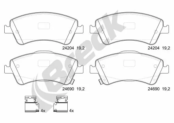 Kit de plaquettes de frein, frein à disque BRECK 24204 00 701 00