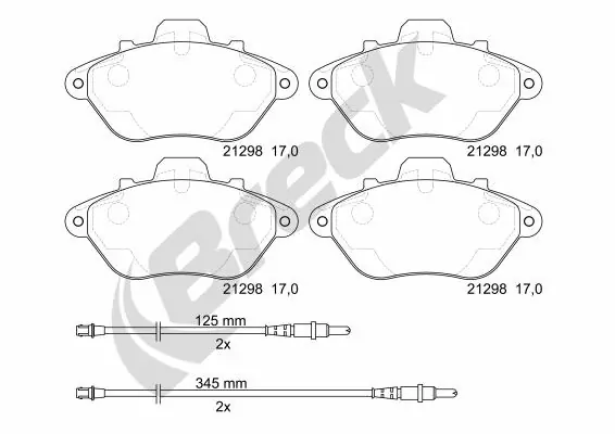 Kit de plaquettes de frein, frein à disque BRECK 21298 00 701 10